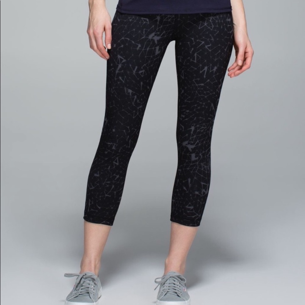 Lululemon Wunder Under Crop-  Star Crushed Black